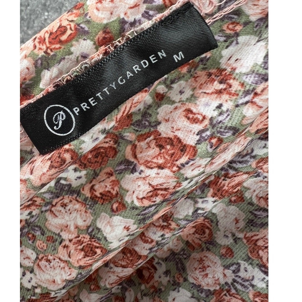 PrettyGarden Womens Floral Halter Dress Tiered Ruffle Mini Size M Cottagecore - Picture 3 of 6